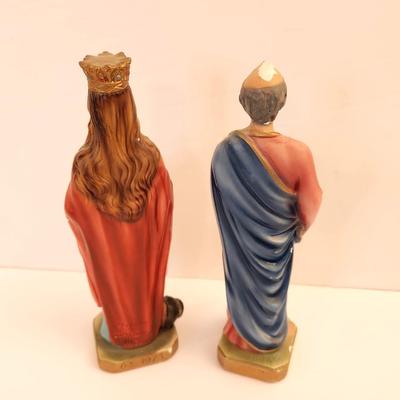 Lot #1  Pair of Vintage Chalkware Saint Statues