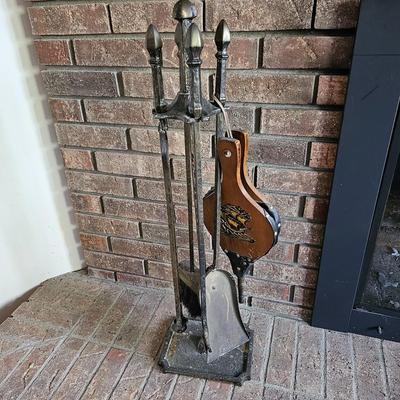 Wrought Iron Fireplace Tool Set & Stand (LR-JS)