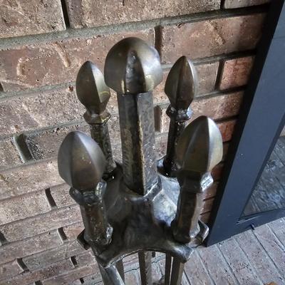 Wrought Iron Fireplace Tool Set & Stand (LR-JS)