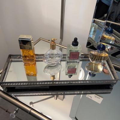 460 Mirrored Vanity Tray with Shalimar, White Shoulders Perfume