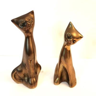 Lot #3  Pair of MCM Brass Siamese Cats