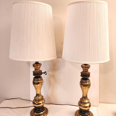 Lot #4 Pair Vintage Brass Table Lamps