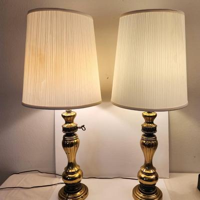 Lot #4 Pair Vintage Brass Table Lamps