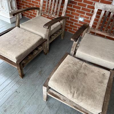 Teak Patio Set ~ Pair (2) Chairs and Matching Ottomans ~ *Please Read Details