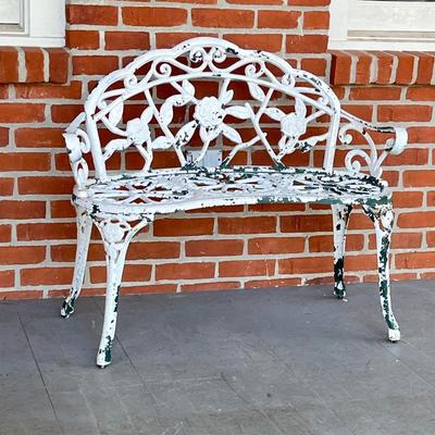 Distressed Metal Garden Bench ~ With Rose Design ~ *Read Details
