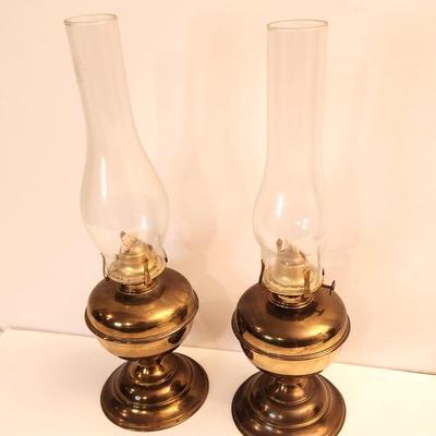 Lot #8 Pair Brass Oil Lamps