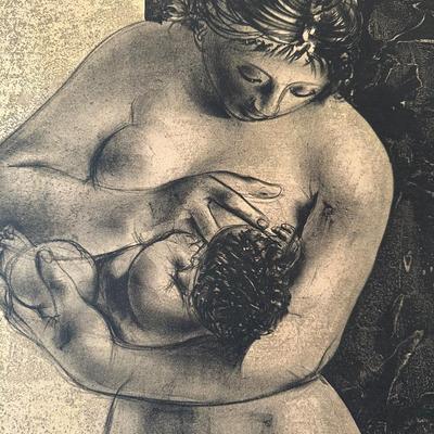 SIGNED by Hans Erni, Lithograph of â€œMother and Childâ€ 1955
