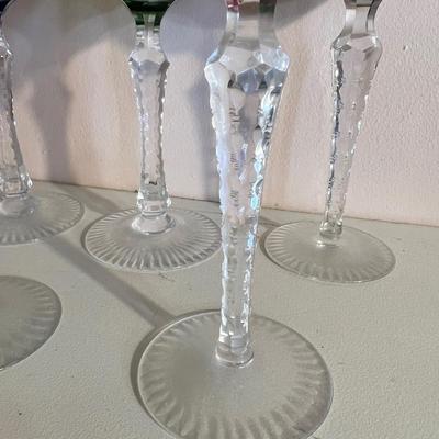 Vintage Cut to Clear Bohemian Czech Wine Glasses - Set of 7
