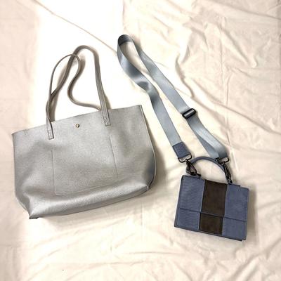 466  Blue Neiman Marcus and Silver Large Tote