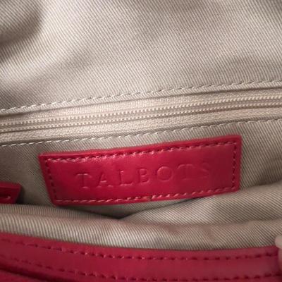 467 Talbots Red Nylon Quilted Bag with White Quilted Bag