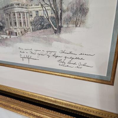 4 LBJ Lyndon B. Johnson White House Large Christmas Card Framed Prints 22x19