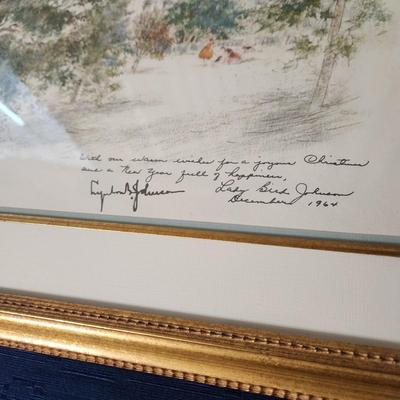 4 LBJ Lyndon B. Johnson White House Large Christmas Card Framed Prints 22x19