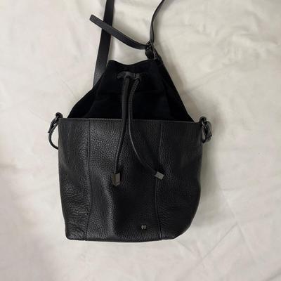 472 Halston Black Suede Leather Crossbody Handbag