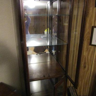 Wooden Lighted Curio Cabinet with Glass Shelves- Approx 24