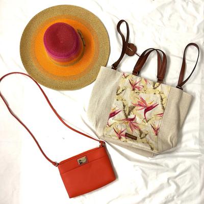 475 Tommy Bahamas Bag , Calvin Klein Orange Crossbody Bag and Strawhat