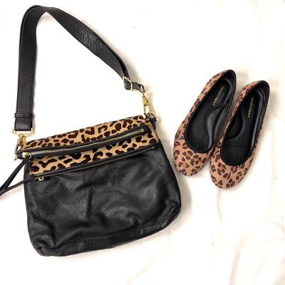 479 Ladies MARGOT Leopard Leather Bag with Comfort View Flats 7.5