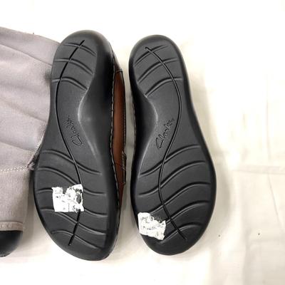 480 Pair of L.L. Bean Suede Boots and Clarks Leather slip-on Flats