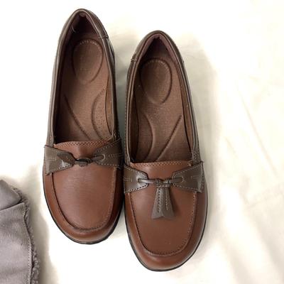 480 Pair of L.L. Bean Suede Boots and Clarks Leather slip-on Flats