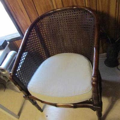 Wooden Frame Chair with Woven Cane Sides and Seat- Approx 23