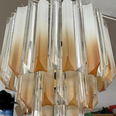 2.  1970s ART DECO LUCITE ACRYLIC PRISM 3 TIER CHANDELIER GOLD OMBRE  HOLLYWOOD REGENCY