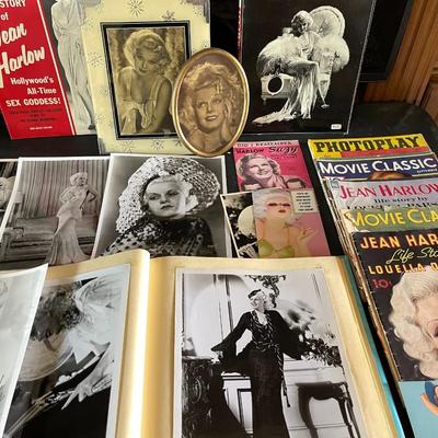 3.  JEAN HARLOW COLLECTION PUBLICITY PHOTOS BOOKS MAGAZINES ART DECO FRAMES