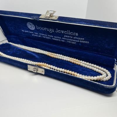 Boorugu Bros Jewelers Double Strand Multi Colored Pearl Necklace From The Flagship Location in Begumpet