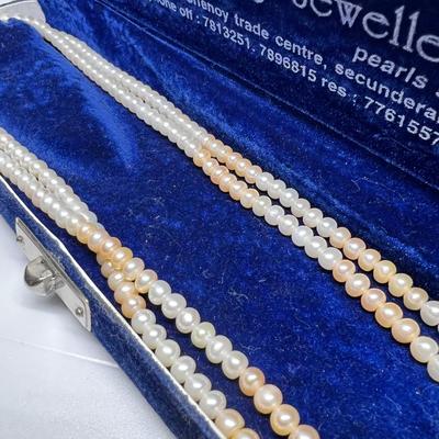 Boorugu Bros Jewelers Double Strand Multi Colored Pearl Necklace From The Flagship Location in Begumpet