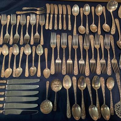 S. Kirk & Son Steiff Rose Repousse Sterling Silver Flatware Set