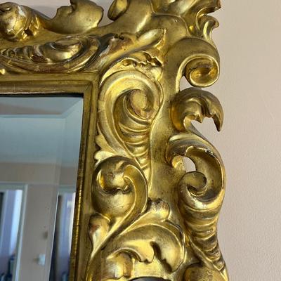 Large Antique Baroque Gilt Wall Mirror 33" x 41.5"