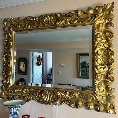 Large Antique Baroque Gilt Wall Mirror 33