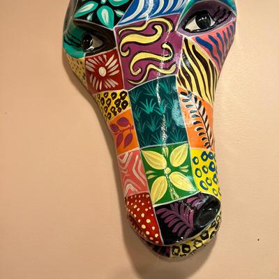 Large Paper Mache Hand Painted Giraffe Wall Art 15