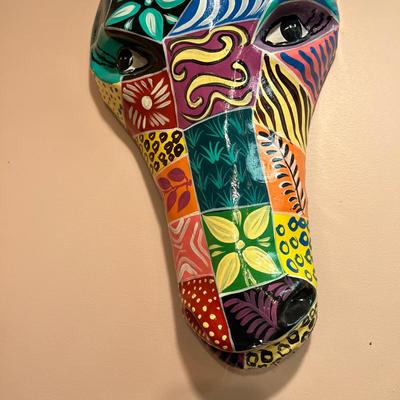 Large Paper Mache Hand Painted Giraffe Wall Art 15"x24"