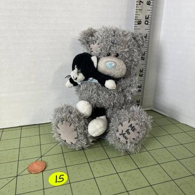 Me to You - Gray Bear holding Black Kitty 