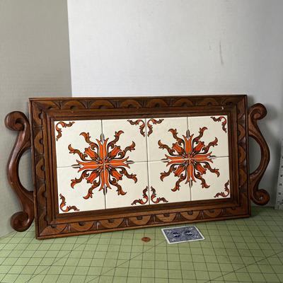 Vintage Tile Wood Tray