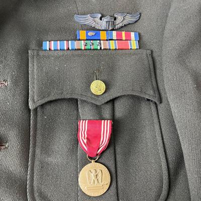 Vintage US Military Jacket with medals, buttons, patches
