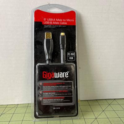 6' USB-A to Micro USB-B Male Cable