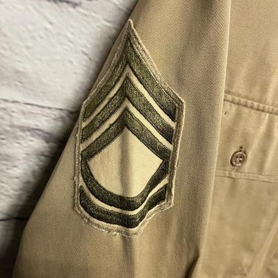 Military Button-up Shirt with Tie