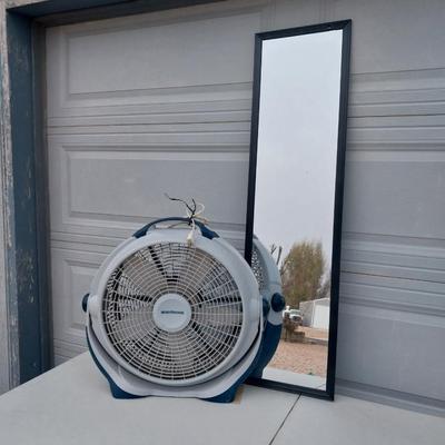 FULL LENGTH MIRROR AND A WIND MACHINE FAN
