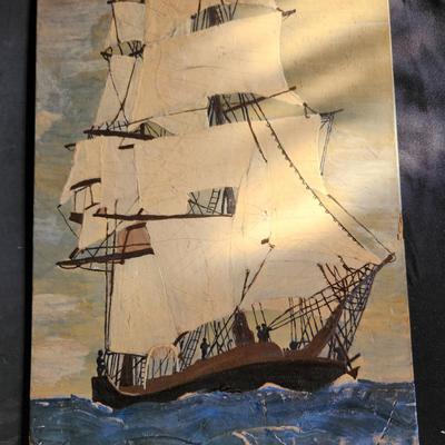 Vintage Oil Painting of a Tall Ship