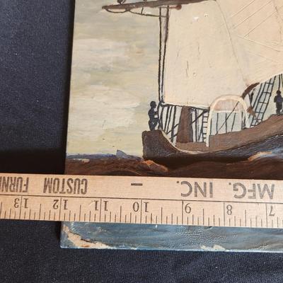 Vintage Oil Painting of a Tall Ship