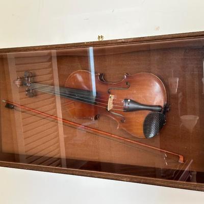 Vintage Violin in Display Case Shadow Box