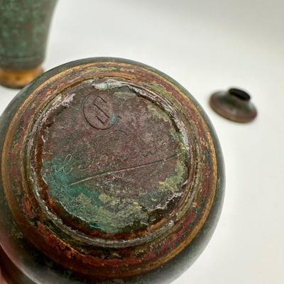SIGNED Carl Sorensen Two (2) Bronze Vases (See Description)