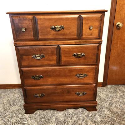 Lot #35  Vintage 4 Drawer Chest of Drawers - Maple with Cherry Finish