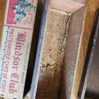 Three Vintage Boxes and a Horn
