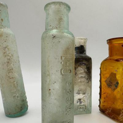Variety of Small Vintage Glass Bottles