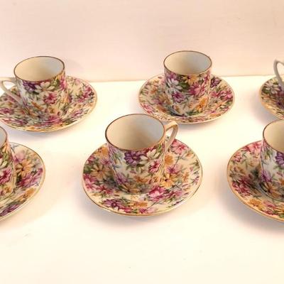 Lot #37 Set of 6 Royal Crown Chintz Cups/Saucers