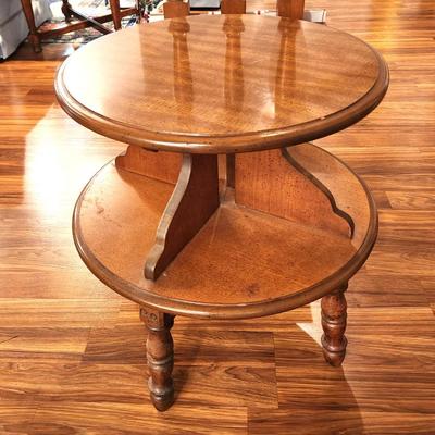 Lot #38 Vintage Mid Century Round 2Tier Table