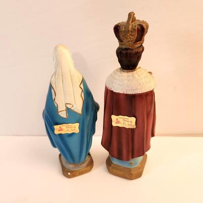 Lot #48  Pair Chalkware Statues - Virgin Mary, Infant of Prague