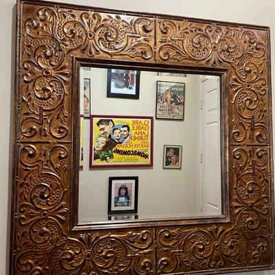 29.  LARGE FRAMED BEVELED DECORATIVE MIRROR