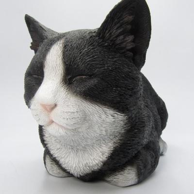Ebros Lifelike Cute Black & White Tuxedo Kitty Cat Statue Sleeping Figurine